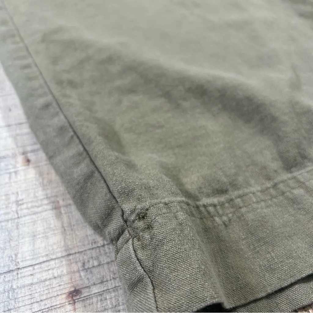 Old Navy Linen Wide Large Minimalist High Rise Comfort Waist Pants Neutral Green - Image 3