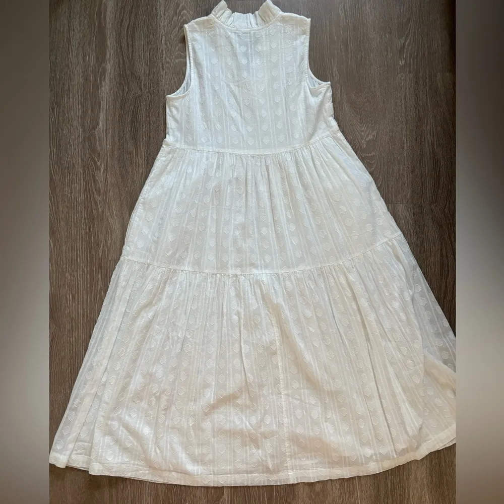 Crown & Ivy Dress Women's Size‎ Small White Tiered Cotton Preppy Coastal Beachy - Image 4