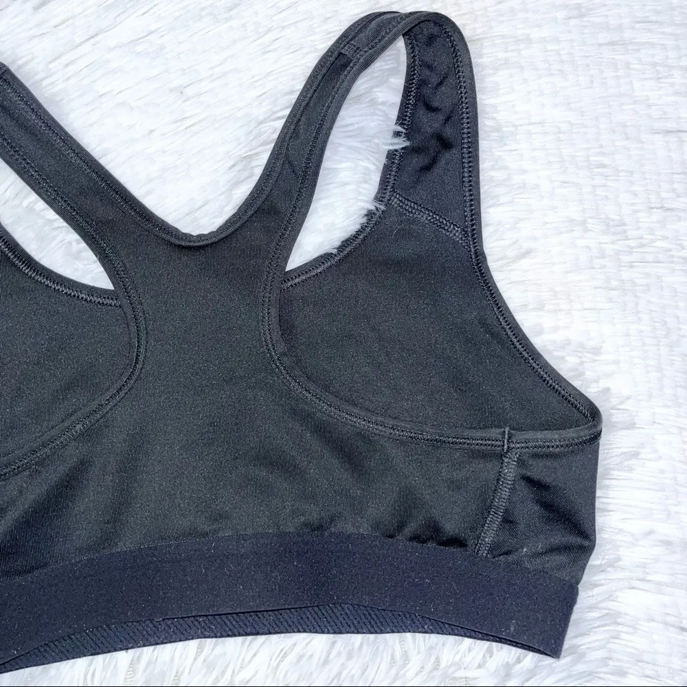 NIKE Dri-Fit Women’s Solid Black Sports Bra Small Swoosh Logo - Image 5