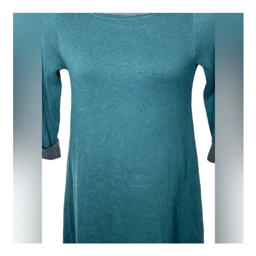 Adrienne Vittadini Two-Tone Green Sweater Dress Small Long Sleeve Knee Length - Image 5