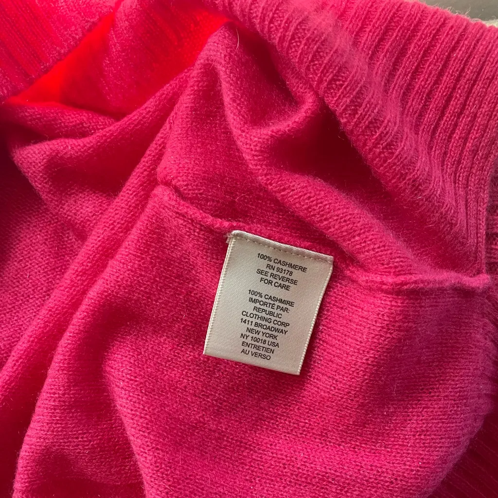 Philosophy Cashmere Hot Pink Turtleneck High Low Sweater size XS - Image 4