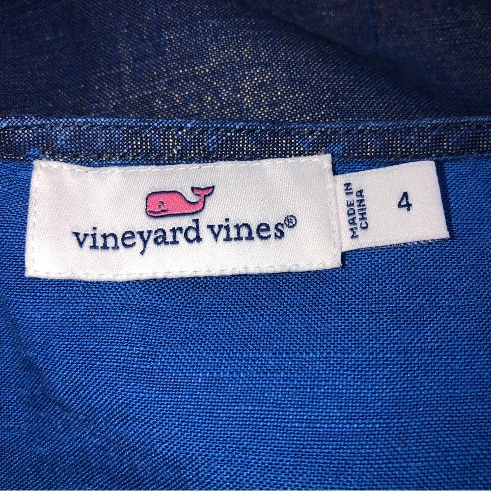 Vineyard Vines Shimmer Linen Blend Scallop Hem Top 4 EUC - Image 5