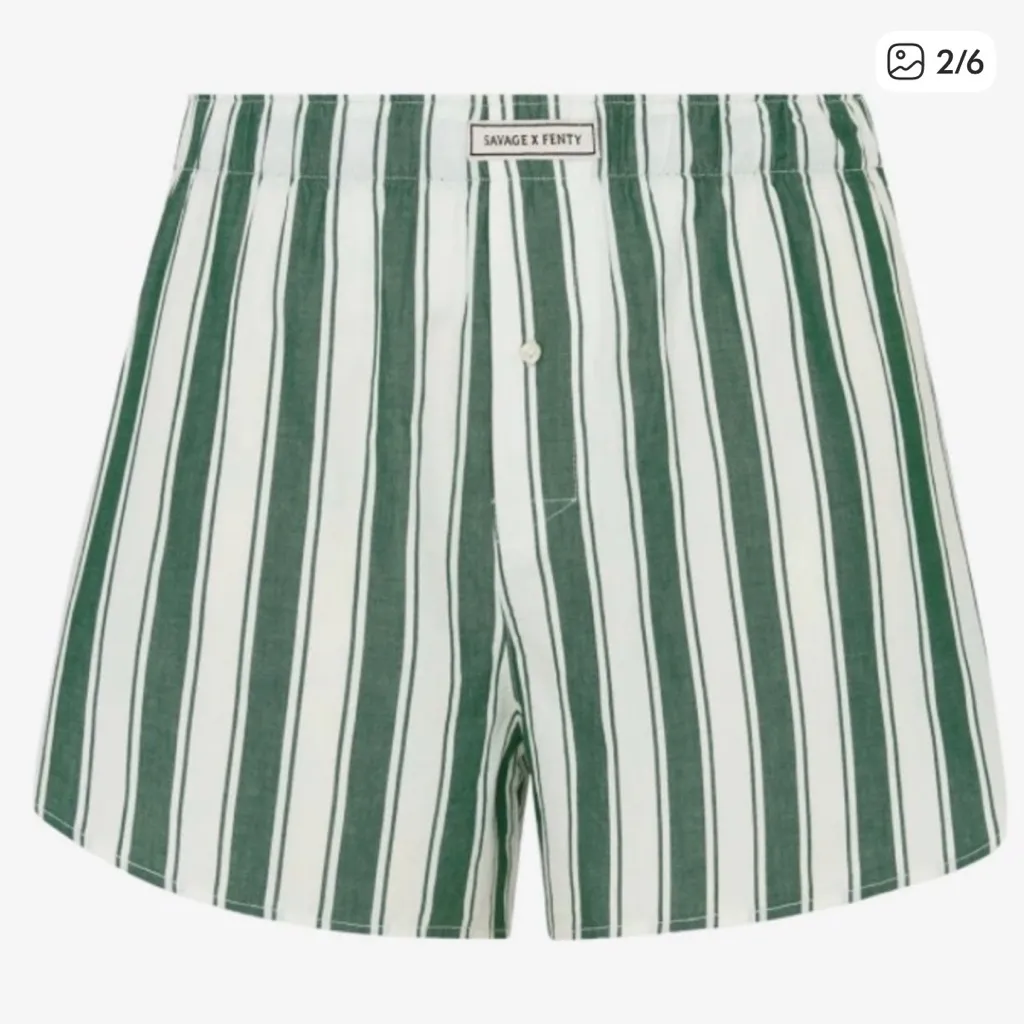 Savage X Fenty Green and White Striped Boxer Shorts Size XL - Image 3