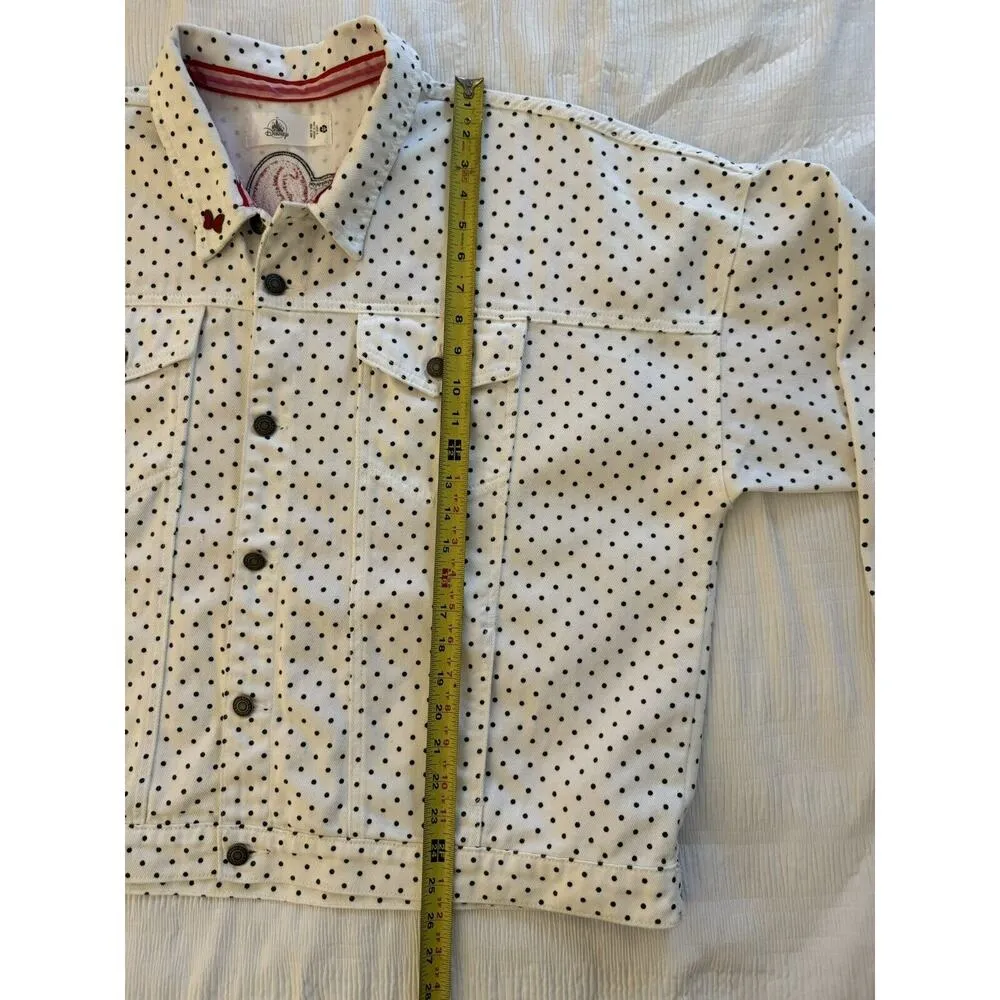 Disney Minnie Mouse Forever White Black Polka Dot Denim Sequin Jacket 1X - Image 5