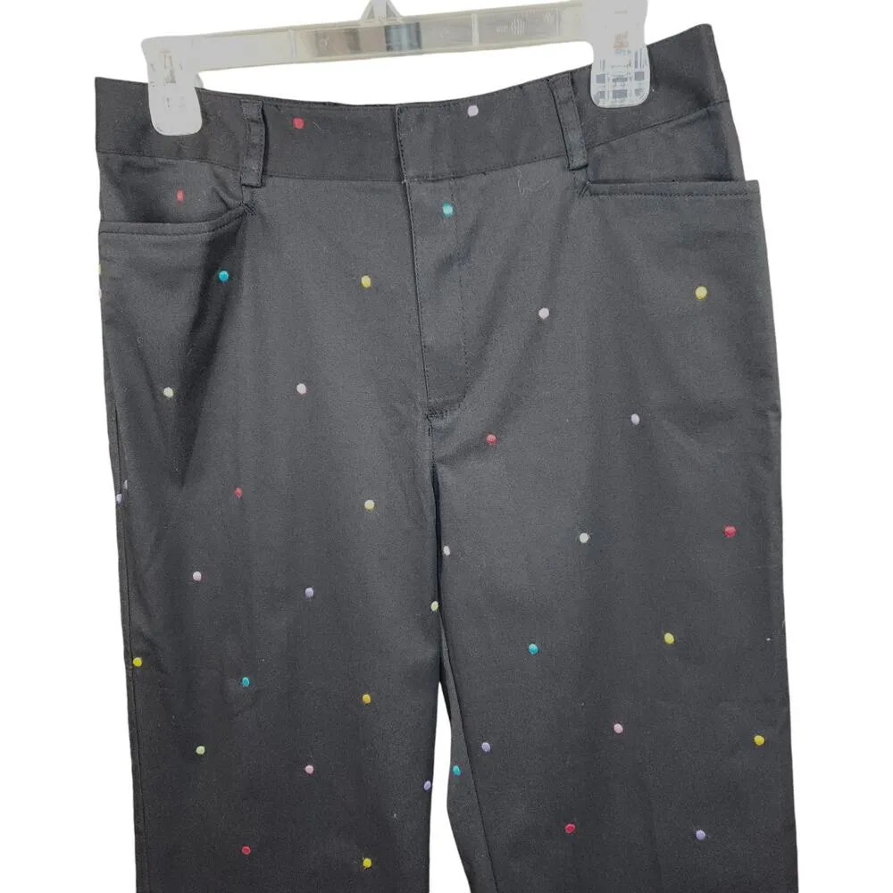 Rafaella Black Embroidered Colorful Polka Dot Stretch Capri Womens 10 NWT - Image 8