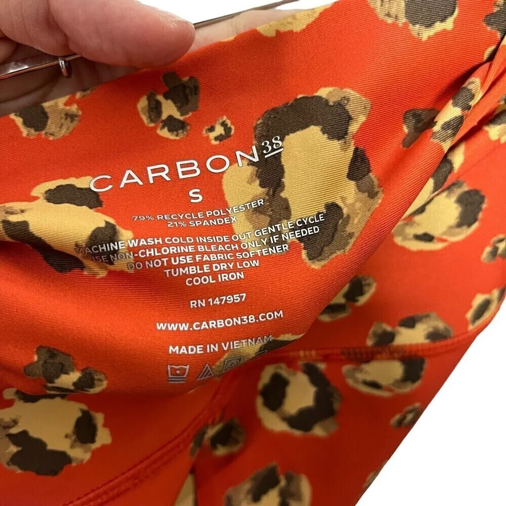Carbon38 Womens Printed High Rise 7/8 Legging Orange Animal Camo Size Small - Image 10