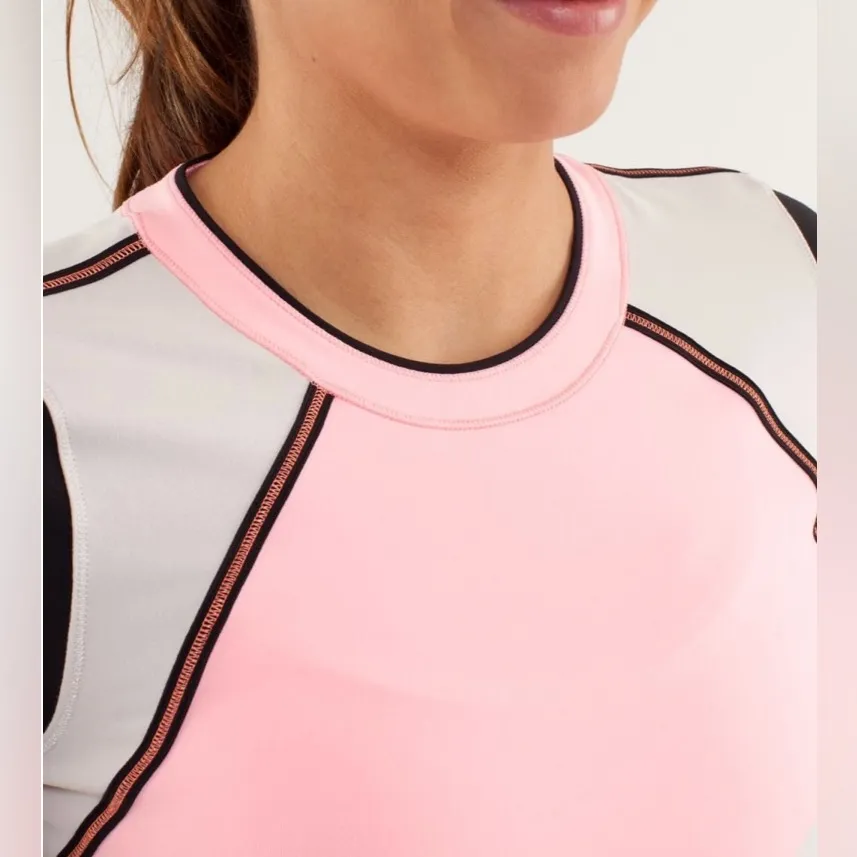 Lululemon Run:Layer Me Long Sleeve Bleached Coral Dune Black Sz 6 Rare Colorway - Image 3