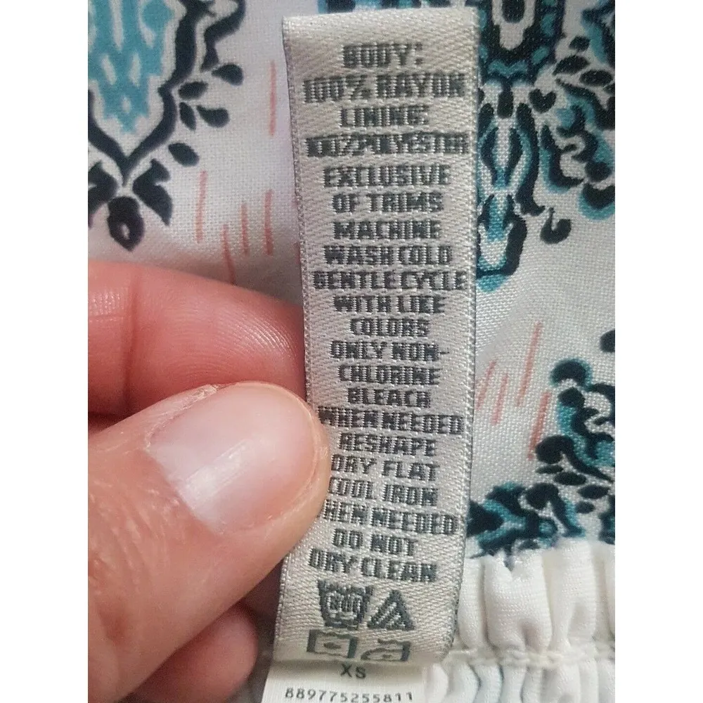 Womens Dress Size XS Geometric Print Sleeveless Bow Mini Button - Image 11