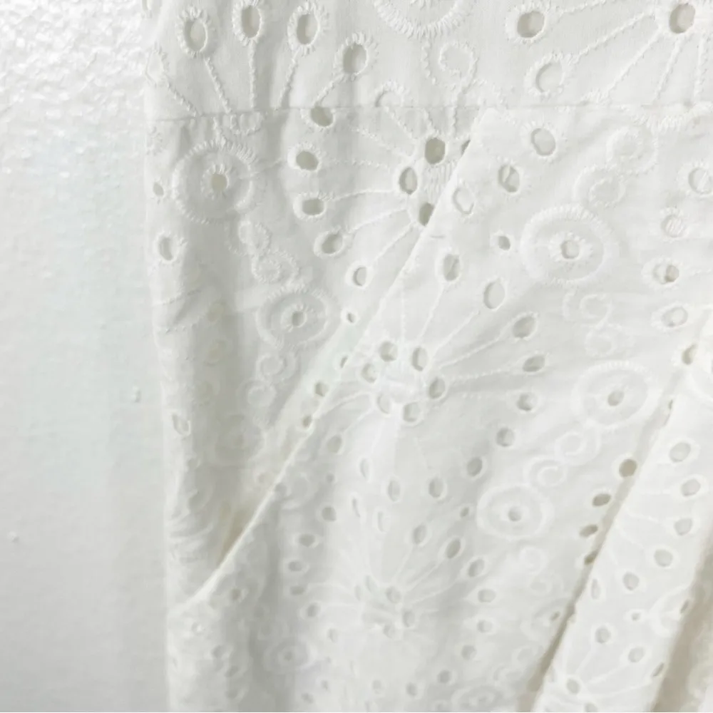 MICHAEL KORS White Eyelet V-Neck Flat Pockets Lined Sleeveless, Dress Size 8 - Image 6