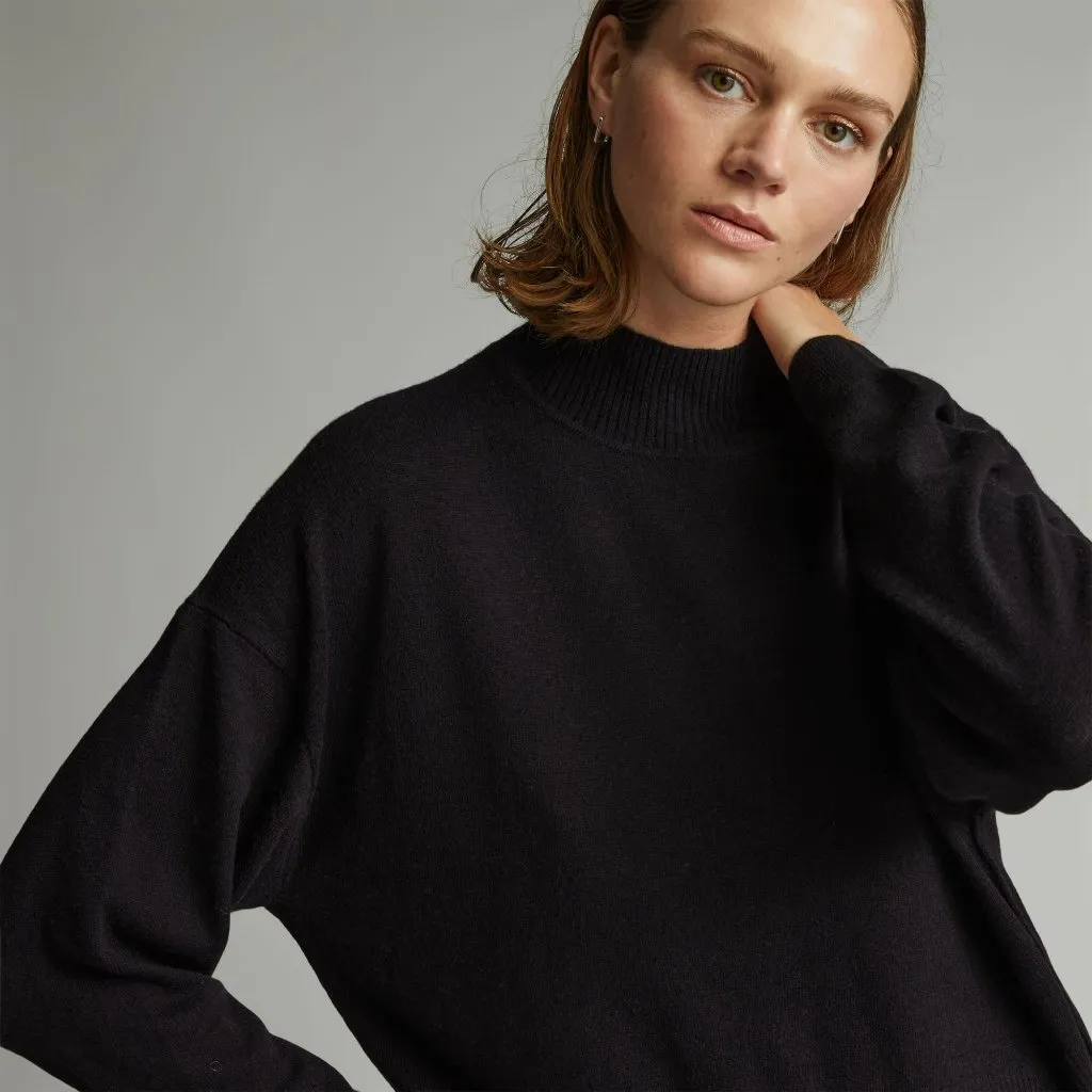 Everlane The Luxe Merino Turtleneck Sweater Oversized Wool Yak Hair Black S - Image 4