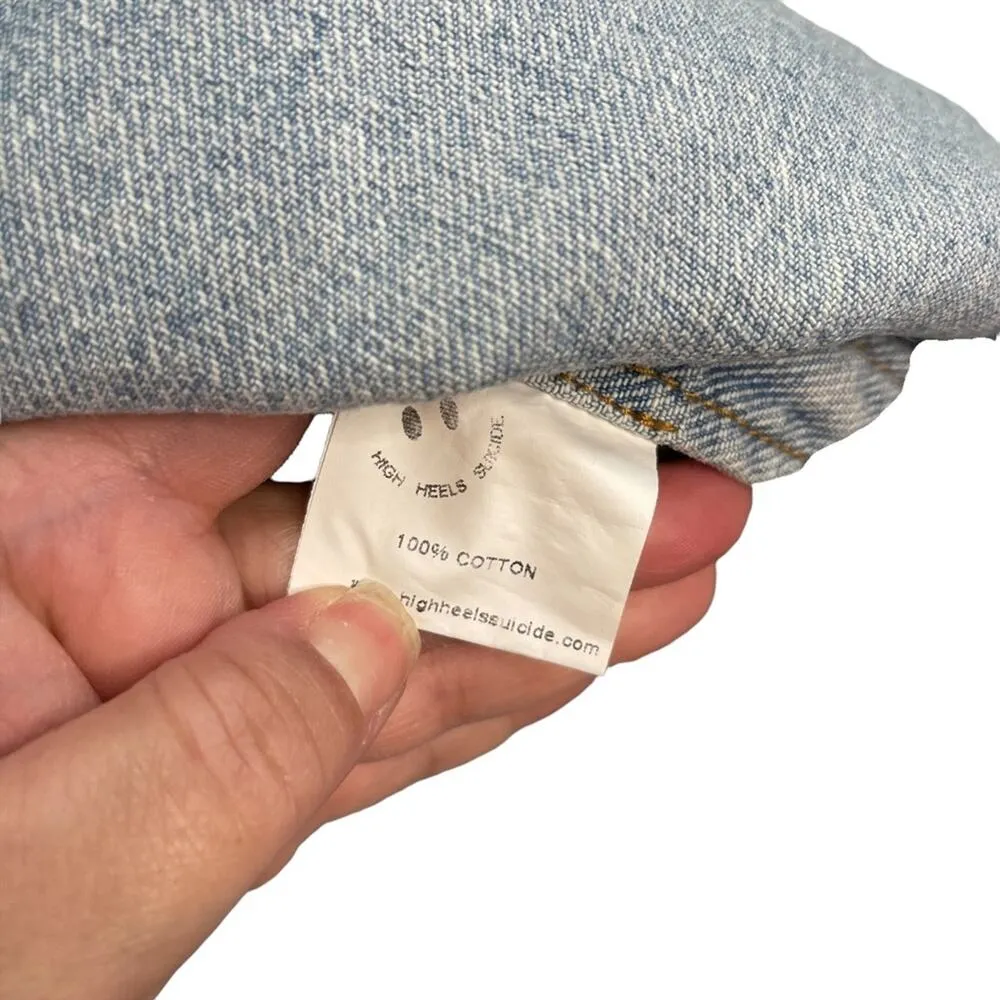 High Heels Suicide Becca Glow Gang Denim Jacket Blue Size L - Image 7