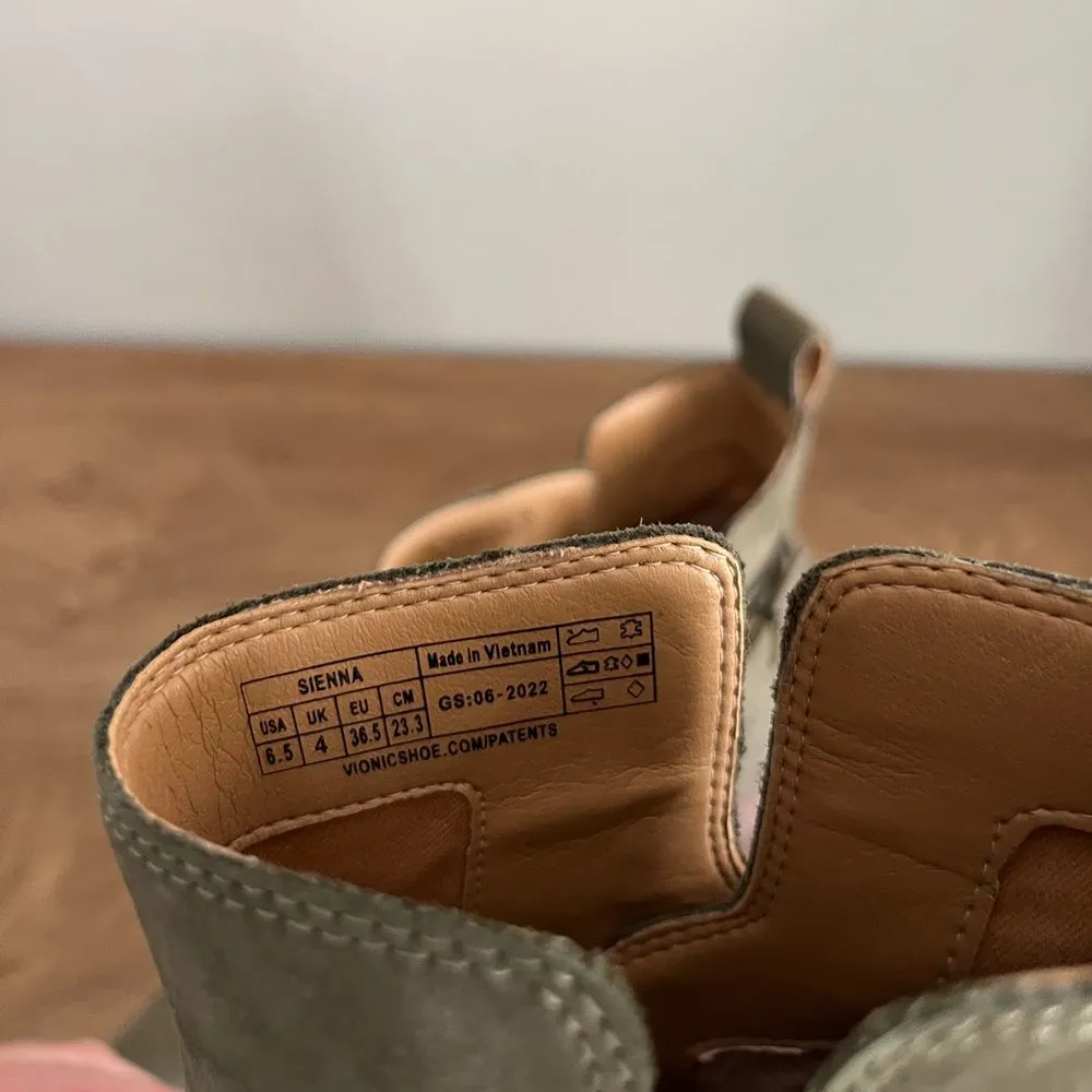 Vionic Waterproof Ankle Boots Olive Green Suede Comfort Booties Sienna - Image 6