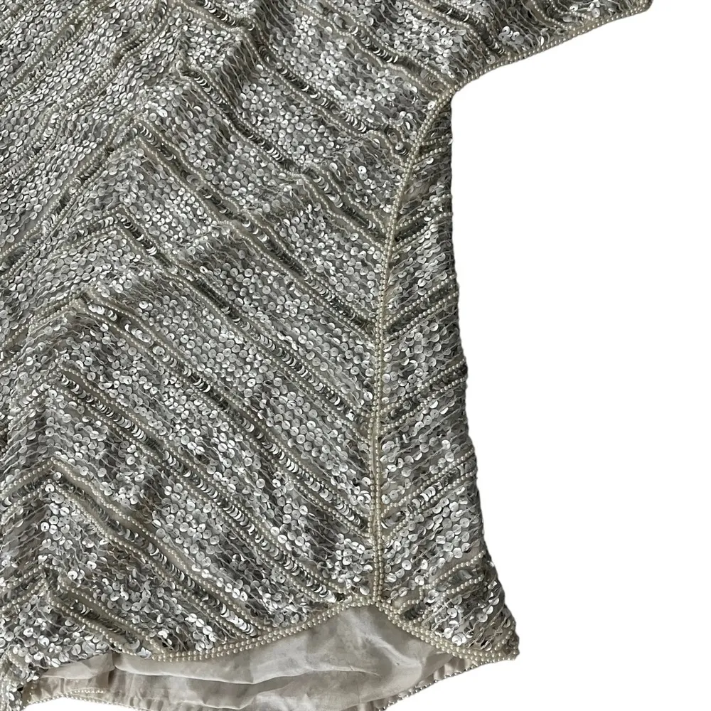 VTG 80s Jean for Joseph Le Bon Sequin and Faux Pearl Silk Top - Image 10