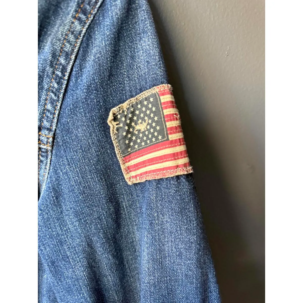 Polo Ralph Lauren Authentic Denim Jacket with American Flag Patch - Image 4