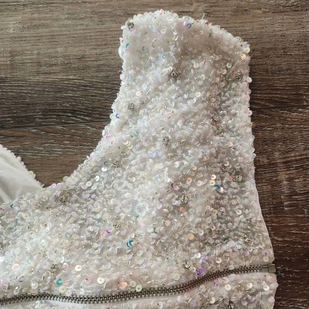 Retrofete Lio Top White Sequin Crystal Criss Cross Tank Size Medium NWT - Image 10