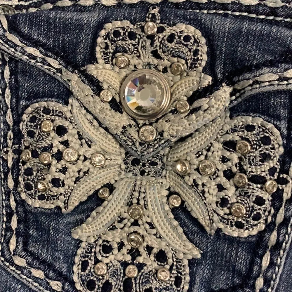 Grace in LA Embellished Crop Jeans - 13/30 - Image 2