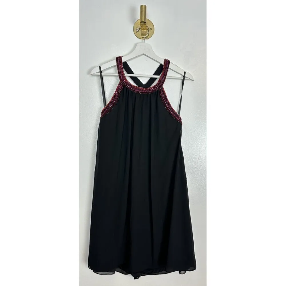 JEWEL Badgley Mischka Trapeze Dress with Beaded Trim in Black Size US 8 - Image 2
