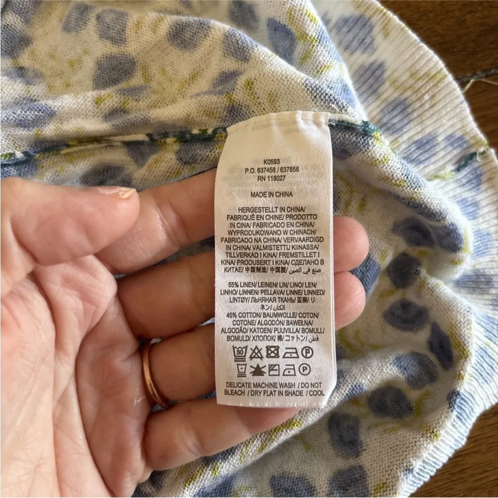 Boden Women Size 10 Blue Floral Printed Short Sleeve Sweater Preppy Boho - Image 9