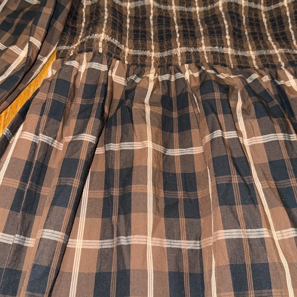 J. Crew Smocked Puff Sleeve Nap Dress in Friday Plaid Thanksgiving fall S - Image 6