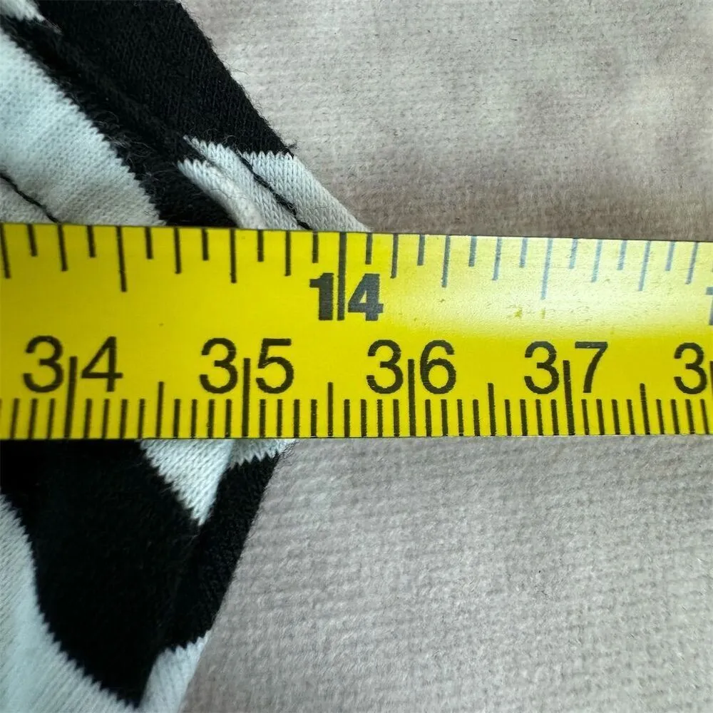 Women's S Black & White Striped Y2K Skater Top V-Neck - Image 6