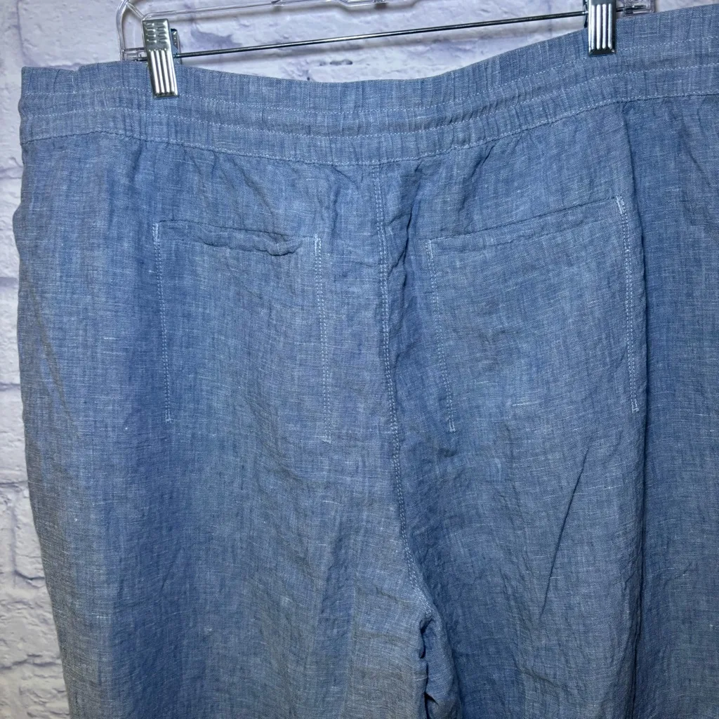 Athleta Womens Size 18 Retreat Linen Jogger Pants Chambray Blue Coastal Resort - Image 10