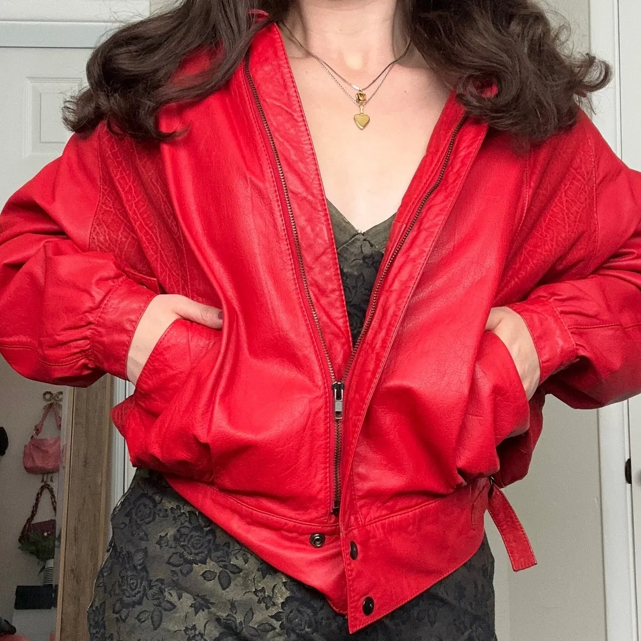 Vintage 80s Red Leather Jacket Brass Plum Nordstrom Retro Suede Unique Glam Punk - Image 2