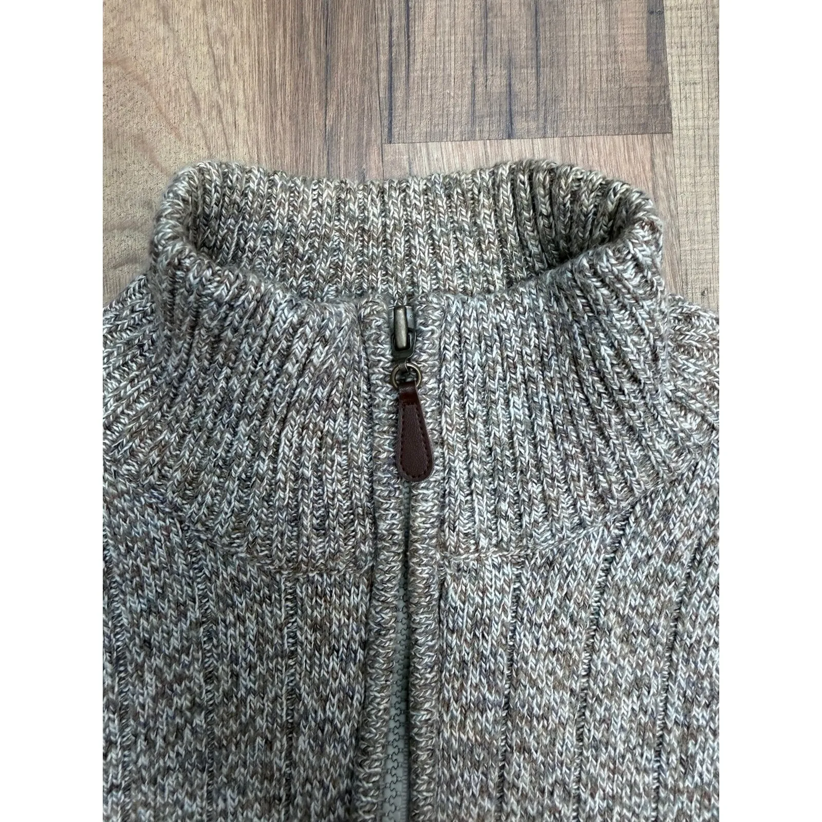 Oscar de la Renta Men's Quarter Zip Ribbed Knit Sweater XXL Beige Brown - Image 4