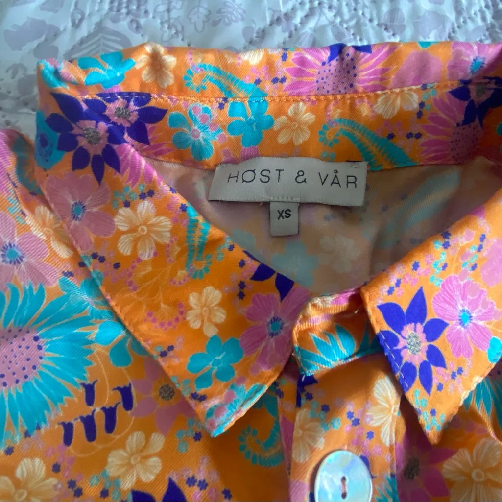 Host and Vast Floral Button Up Jumpsuit size XS Orange - Image 10