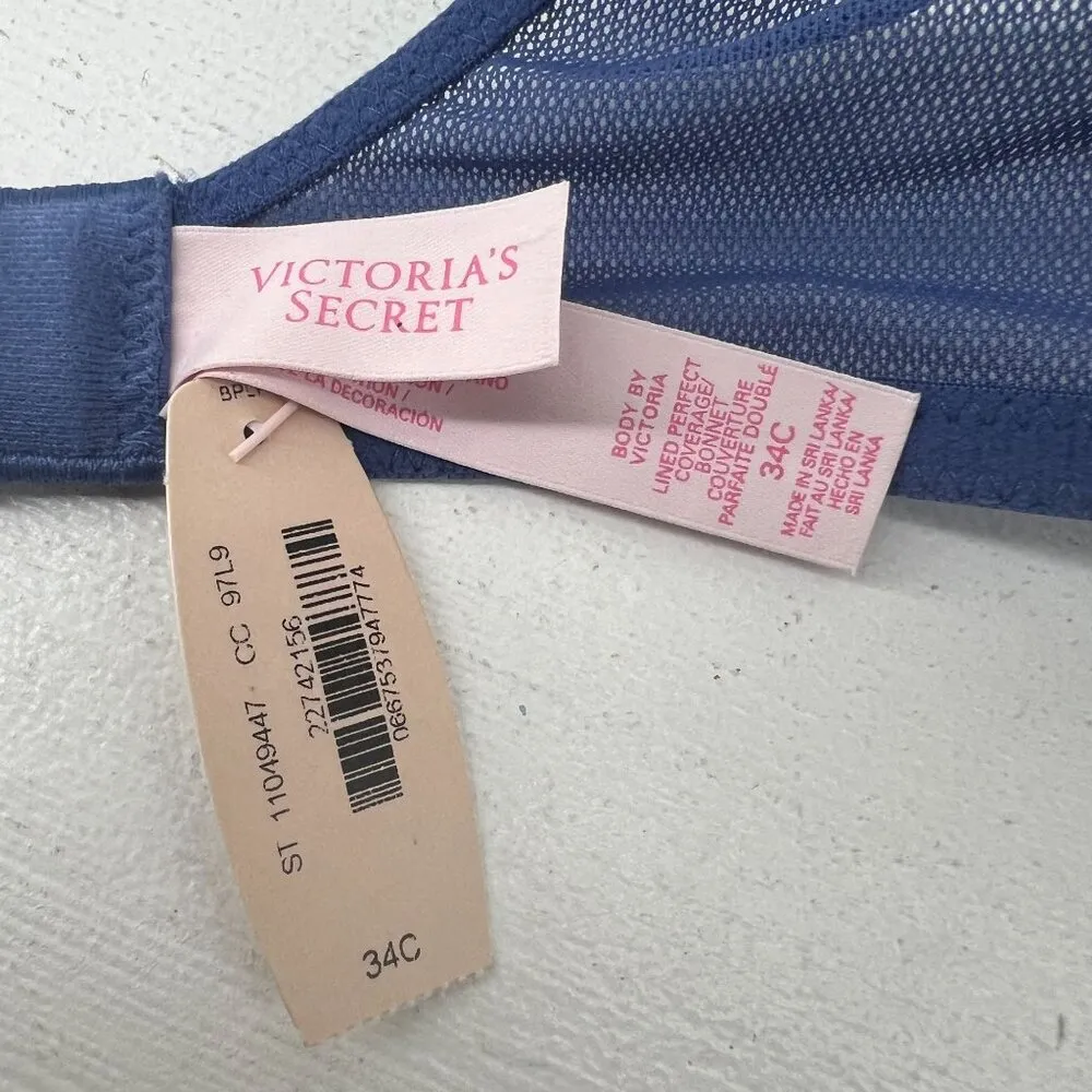 Victoria's Secret Body By Victoria Lined Perfect Coverage Womens 34C Blue Lace - Image 6
