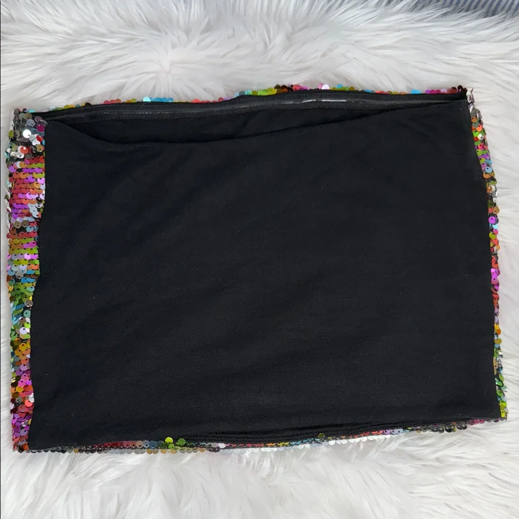 Wild Fable Multicolor Sequin Top Size L Festival Clubwear Sparkly Strapless - Image 5