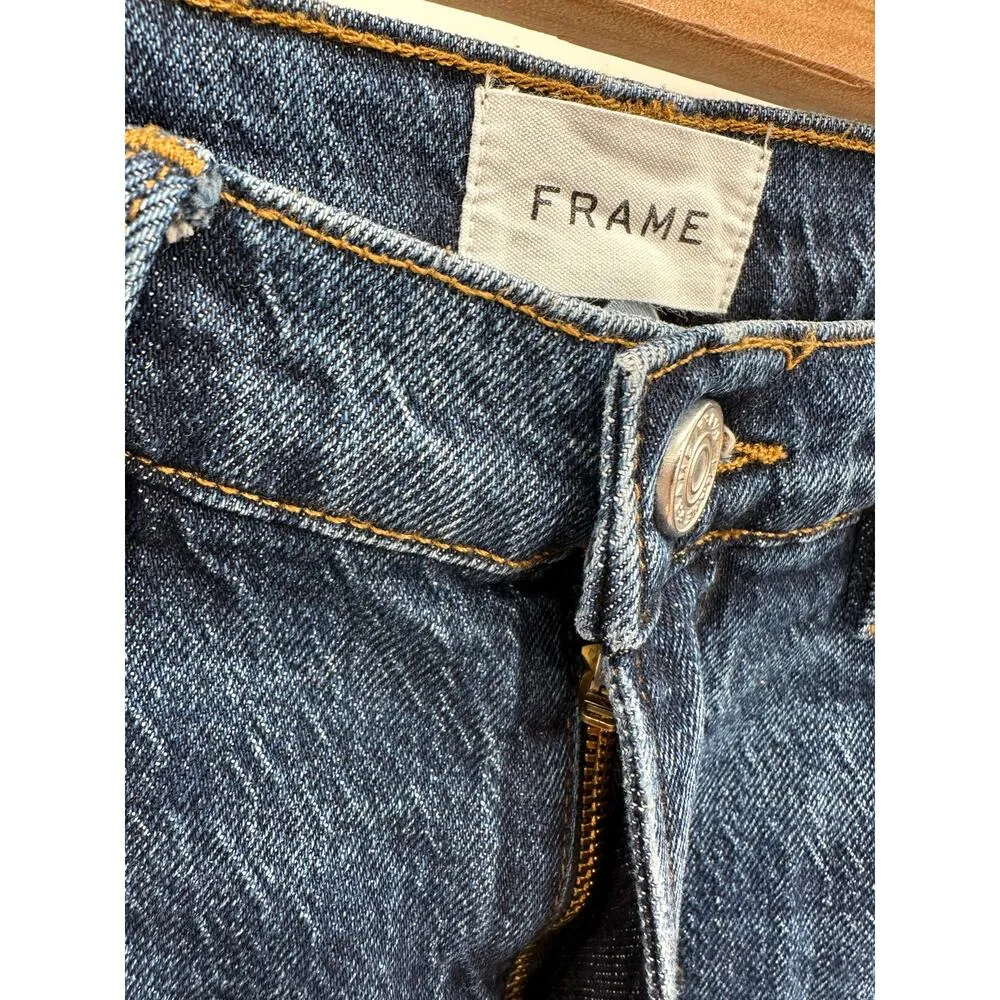FRAME Le High Straight Denim Jeans Raw Stagger Hallam Chew Women Size 25 - Image 5