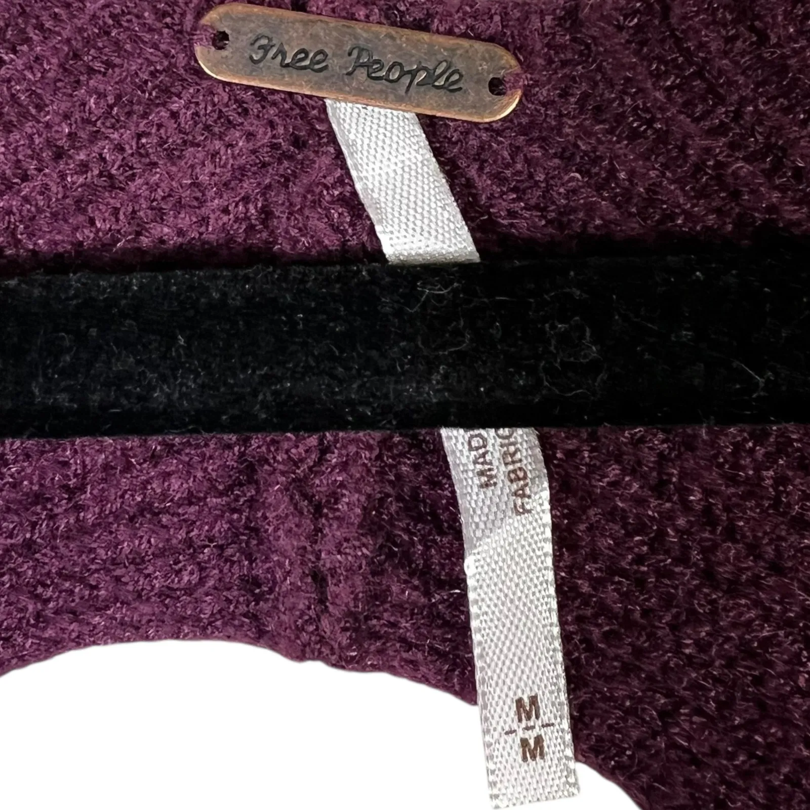 Free People Cutout Knit Top Womens M Purple Indie Boho Long Sleeve Y2K Grunge - Image 4