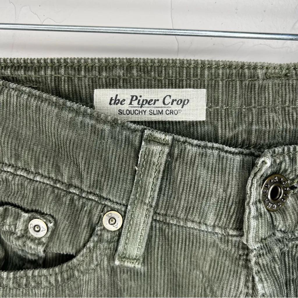 AG Forest Green The Piper Crop Slouch Slim Micro Corduroy Pants‎ - Image 4