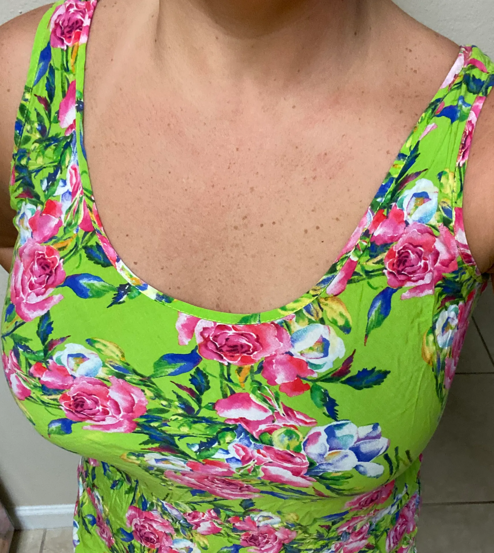 Flower Mid Length Dress Green Size L - Image 4