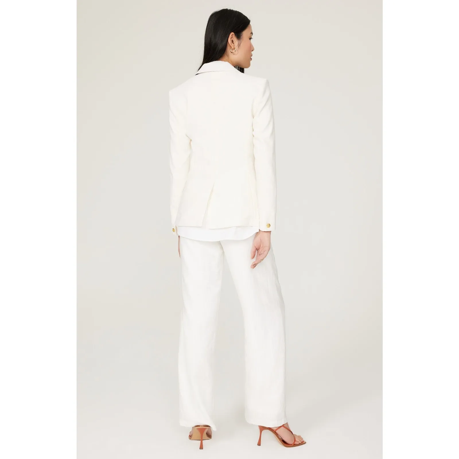 Rag & Bone Preston Ivory Gold Button Double Breasted Wool Blazer Jacket Size 2 - Image 2