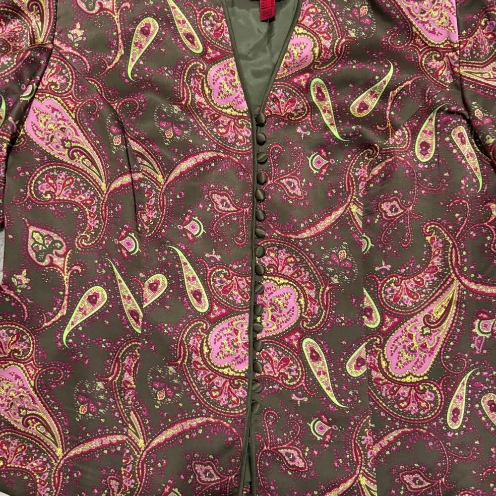 JS Collections Women's Paisley Silk Jacket Size 18 Canada Cottagecore - Image 4