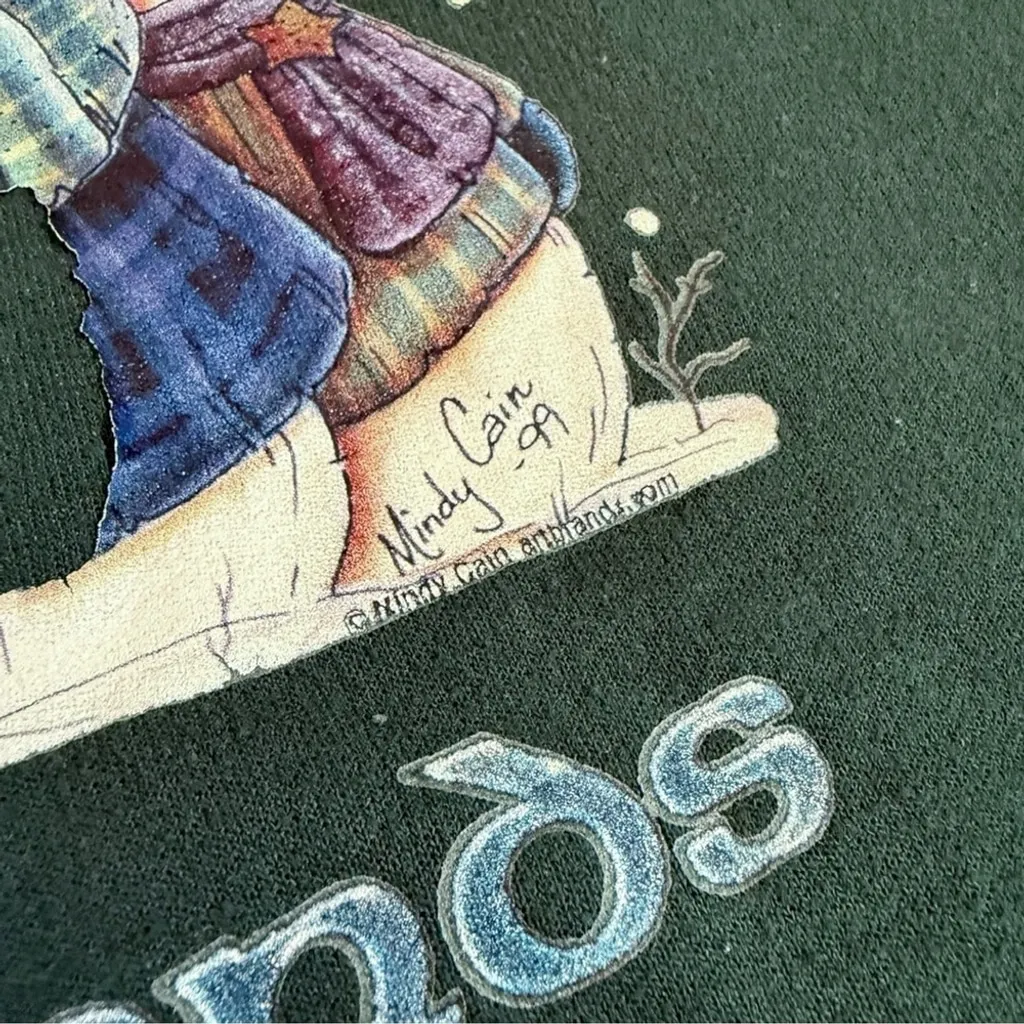 Vintage Y2K Snow Many Friends Mindy Cain Holiday Sweatshirt 2X | 1999 Winter - Image 3