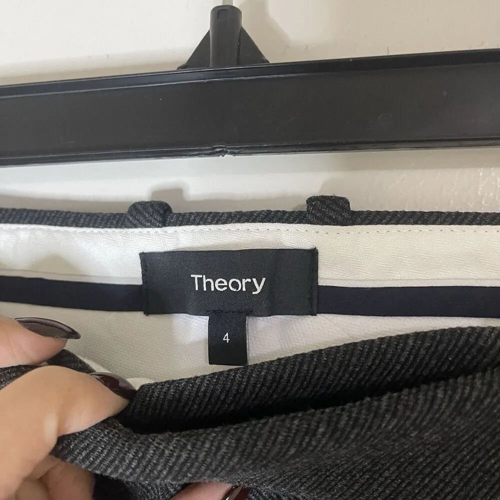 NWOT Theory pintuck knit twill dark gray trouser pants size US 4 - Image 4