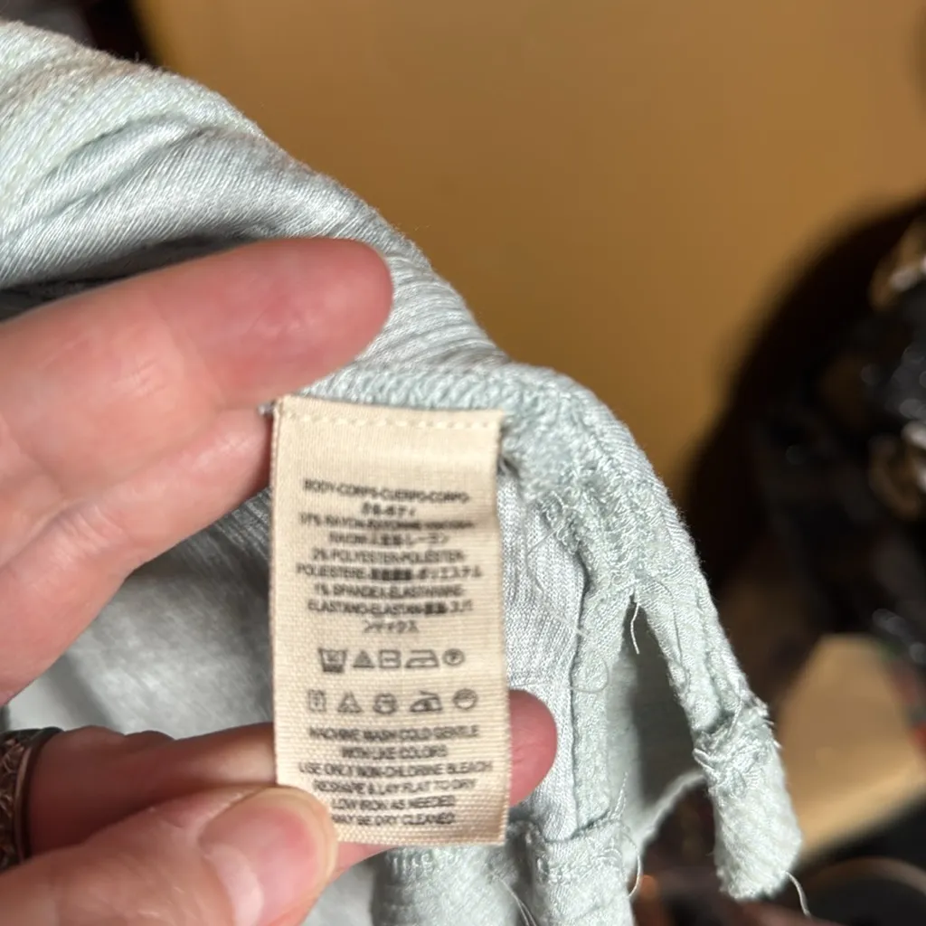 Free People Bondi Waffle Knit Tank Top Seafoam Green Size Small Oversized - Image 9