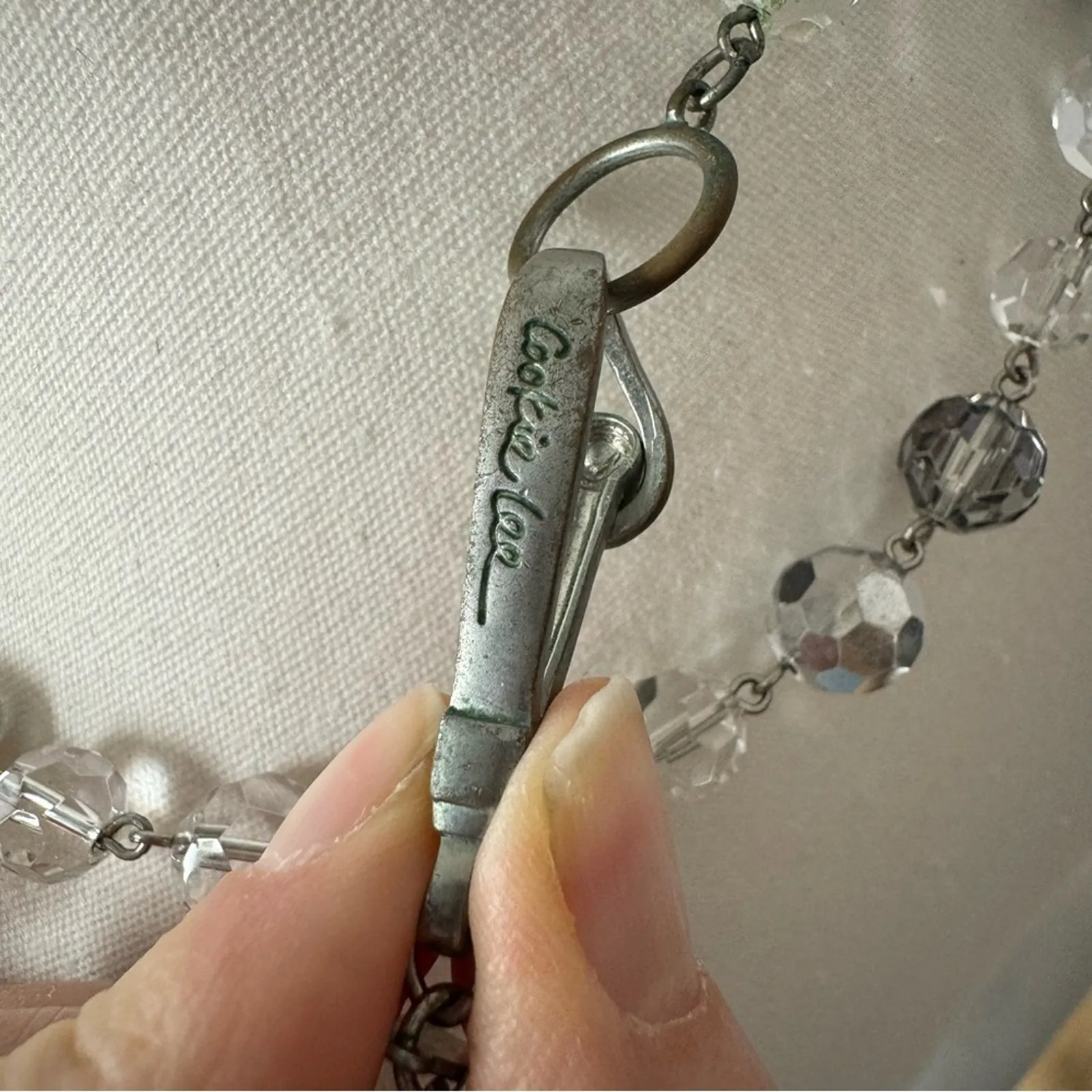 Cookie Lee Vintage Silver Crystal Beaded Long Necklace Womens Classic Layering - Image 5