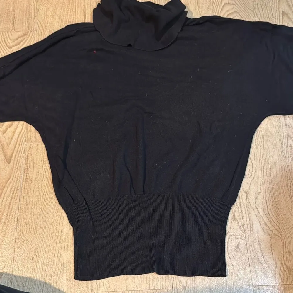 August silk black mock neck sweater size large - Image 6