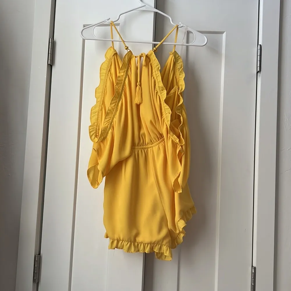 GB Yellow Romper with Open Back Tassels and Ruffles - Image 2