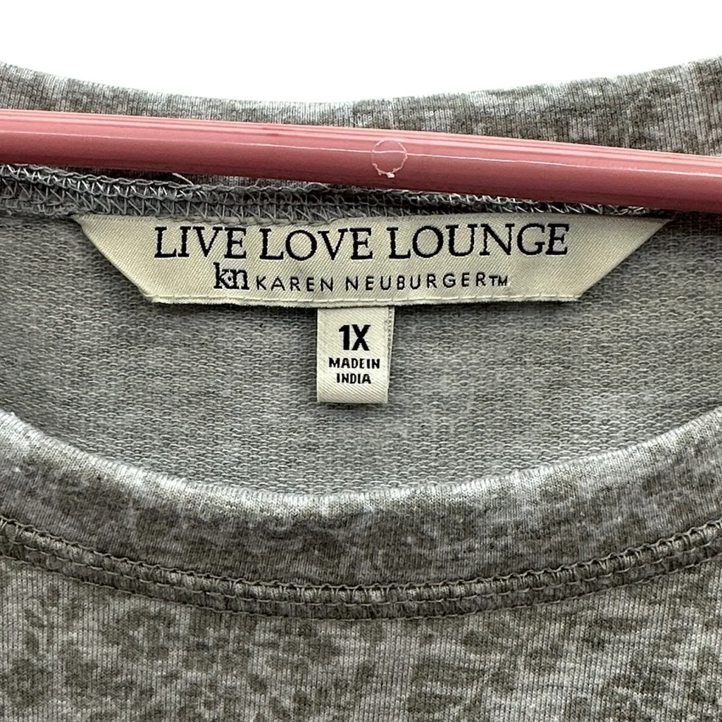 Live Love Lounge Karen Neuburger Gray Printed Loungewear Dress with Pocket 1X - Image 10