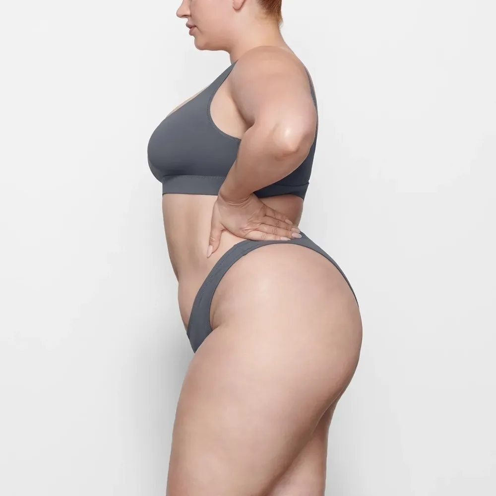 Skims Cheeky Tanga Swim Bottoms in Gunmetal Grey Size 3X NWT - Image 3