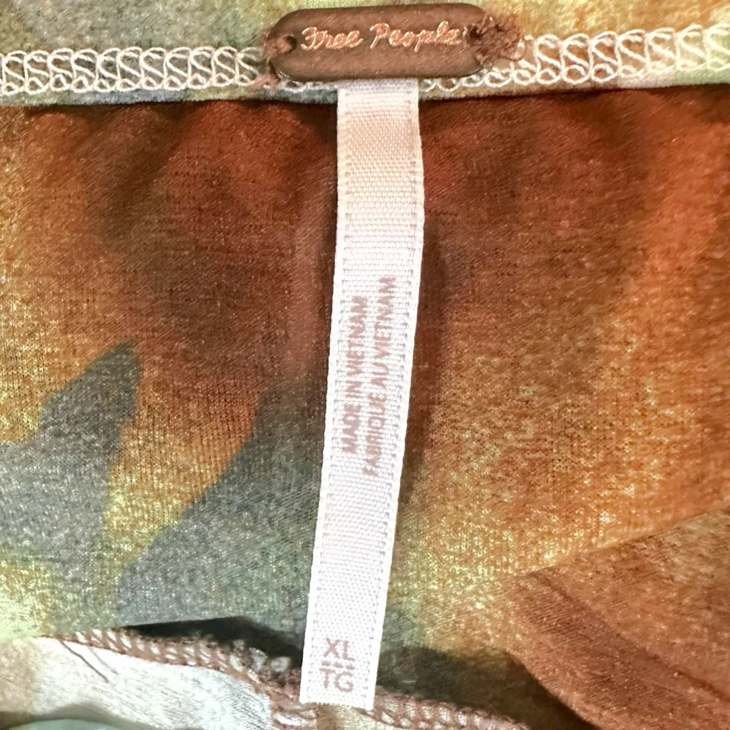 Free People Dainty Retro 90s Y2K Sunset Mesh Midi Skirt XL Jade Brown Floral - Image 12