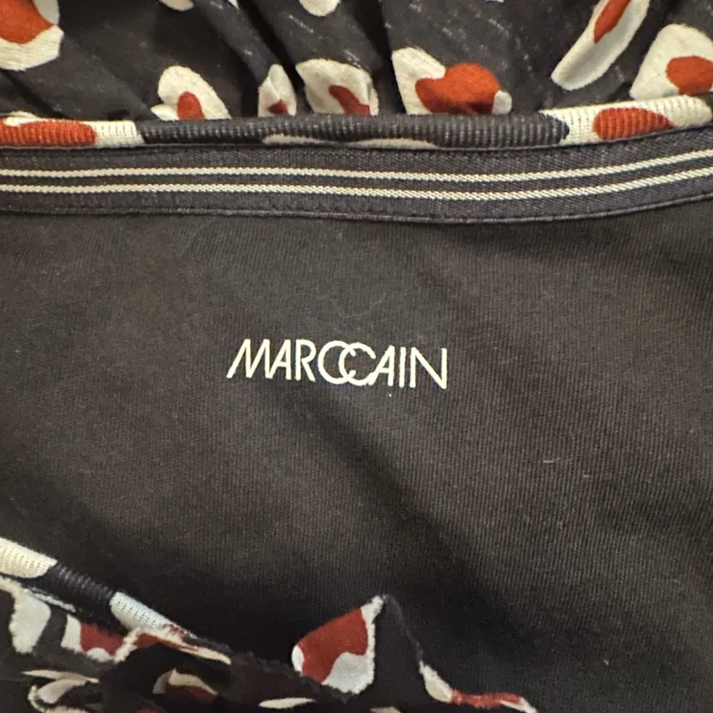 Marc Cain Heart Print Ruffle Neckline Blouse Black - Image 4