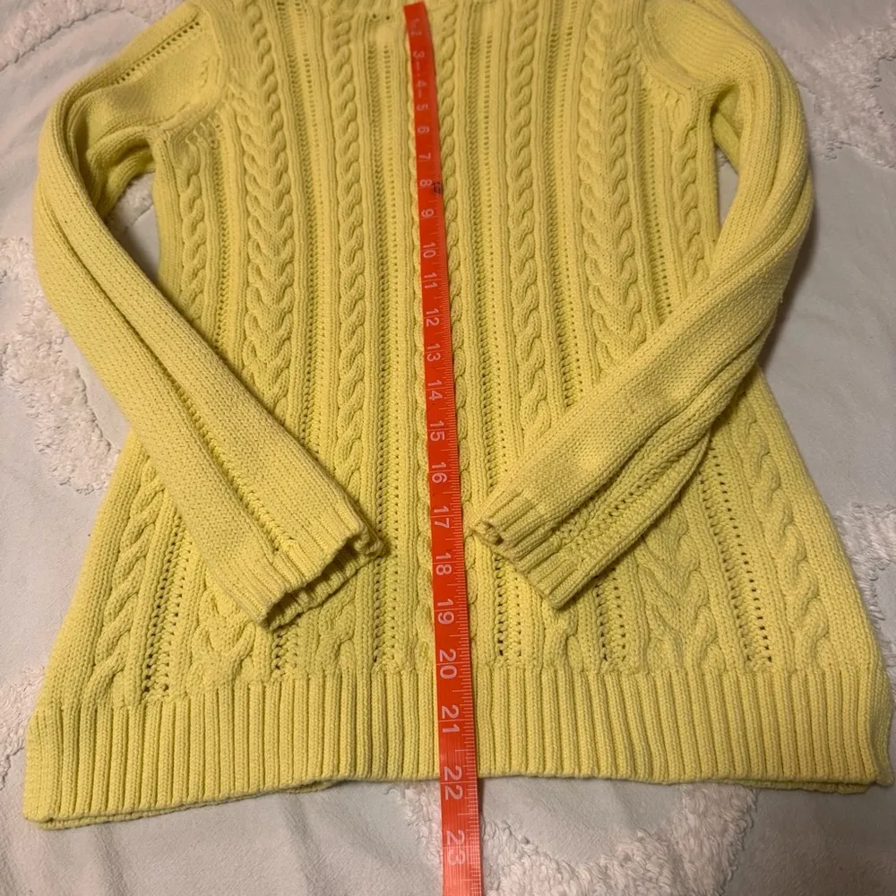 Talbots Small Petite Green Cable Knit Sweater Long Sleeve Round Neck Sz P Cotton - Image 9