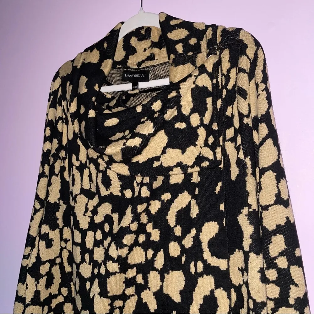 Lane Bryant  18/20 Cardigan Animal Print Cowl Neck Longline - Image 2