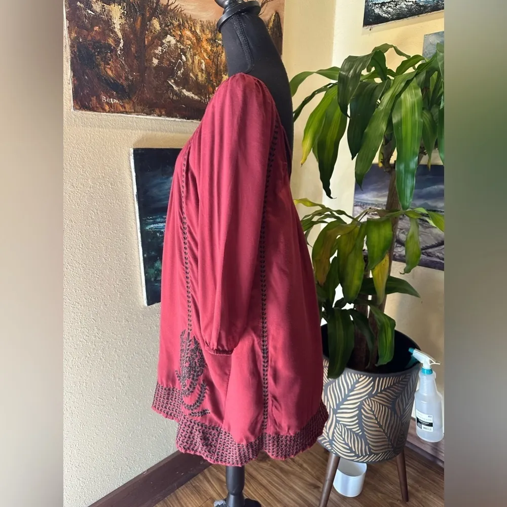 EUC ZARA Trafaluc collection vinaccio color w black embroidery mini dress Sz S - Image 6