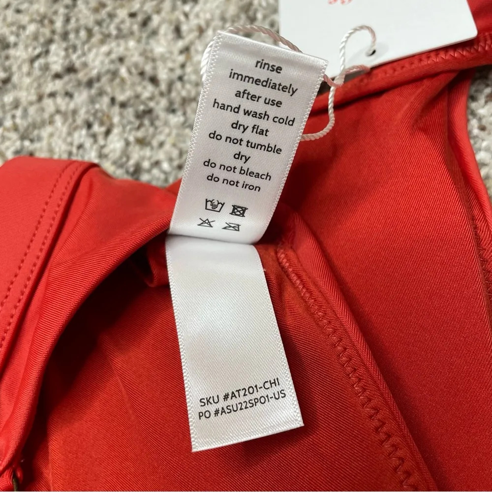 The Tahiti Bikini Swimsuit Swim Top in Chili Pepper Orange Red Small NWT - Image 9